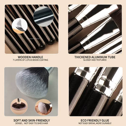 HMU High Quality Private Label Professional Black Silver Vegan Cruelty Free 18Pcs Makeup Brush Set for Professional Makeup