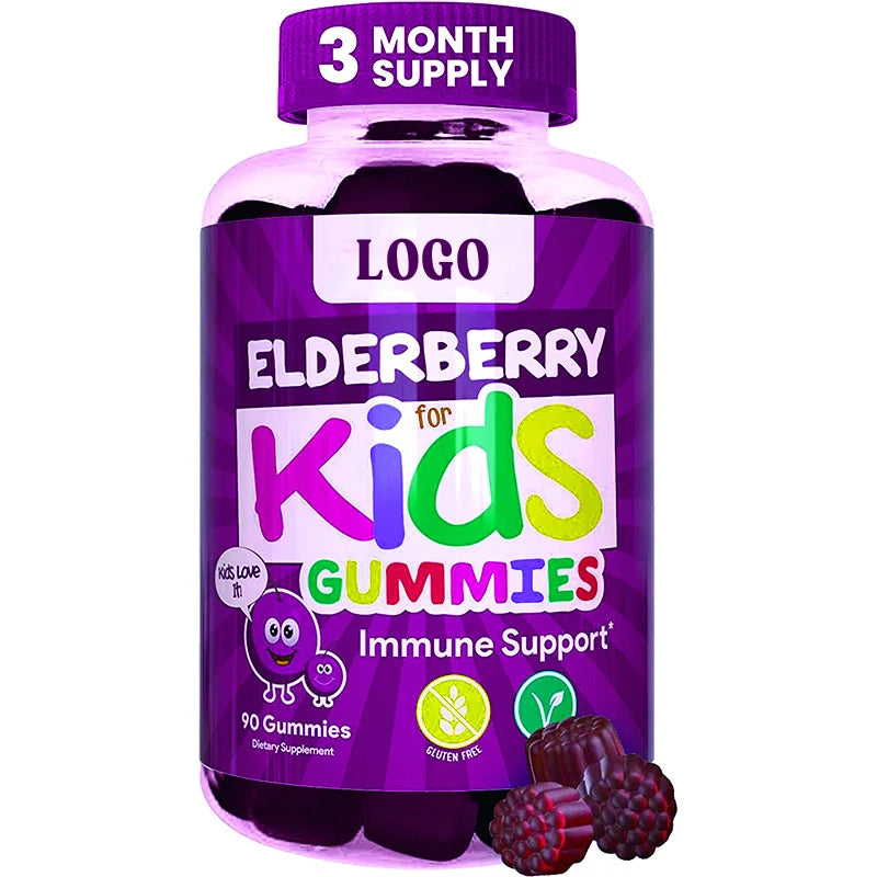Black Elderberry Gummies for Kids & Adults Elderberry Extract Immune System Booster Supplements