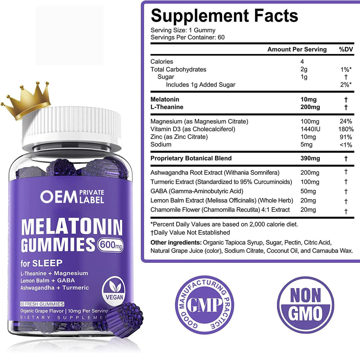 Private Label 10Mg Vegan Melatonin Gummy Candy Sleep Vitamins Gummies