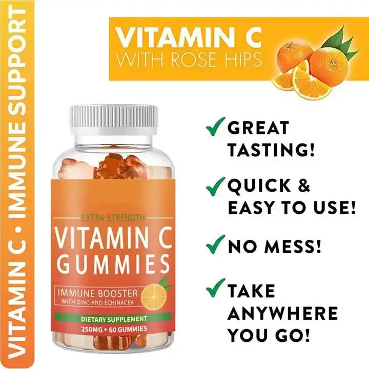 Skin Whitening Collagen Vitamin C Gummies Immune Support Booster Supplement Vitamine C Gummy Vitamins with Zinc