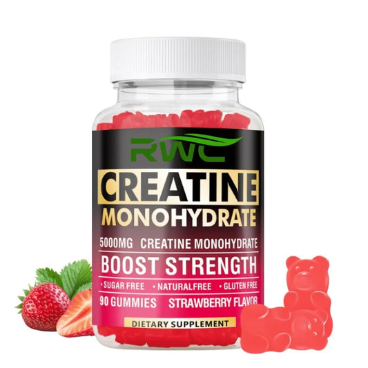 RWC Creatine Gummies - 90 Count Sugar Free Creatine Monohydrate Custom Gummy with 5000 Mg Supplement Creatine Gummies Vitamin