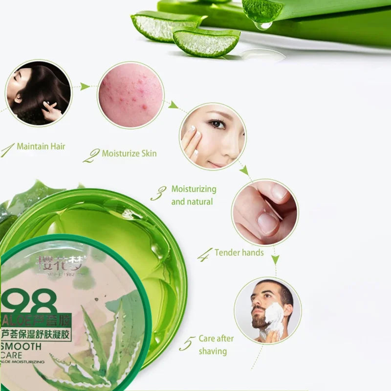 300G Herbal Aloe Vera Soothing Gel Face Body Deep Moisture Cooling Sun Care All Skin Types Day/Night Use