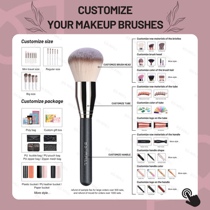 BS-MALL 14PCS Professional Makeup Brushes Private Label Cosmetic Tools Foundation Eyeshadow Brushes Foundation Sponge Set