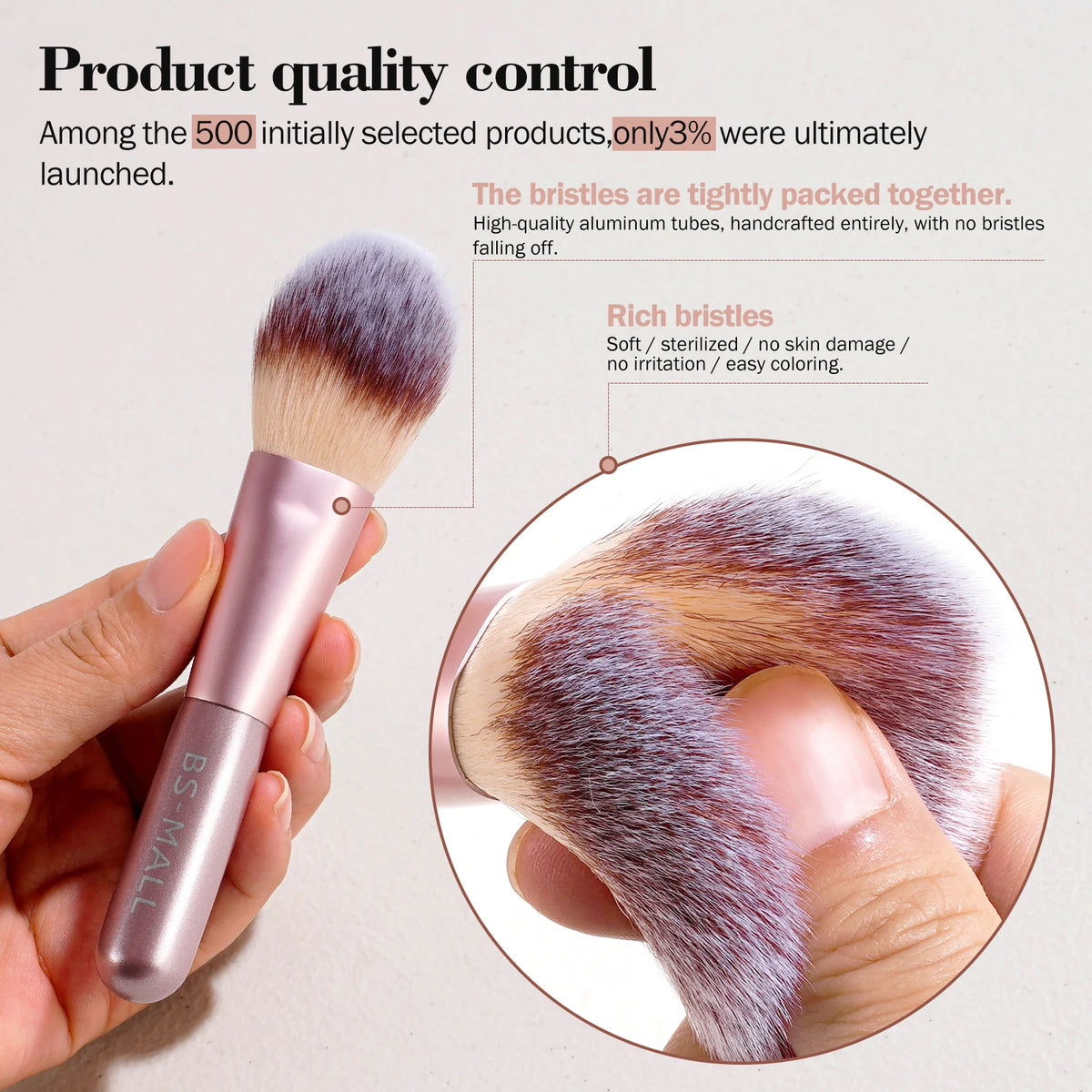 BS-MALL 14PCS Professional Makeup Brushes Private Label Cosmetic Tools Foundation Eyeshadow Brushes Foundation Sponge Set
