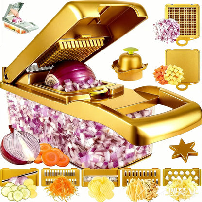 Factory Wholesale Kitchen Accessories 14 in 1 Food Cutter Veggie Onion Chopper Mandoline Slicer Multifunctional Vegetable Cutter