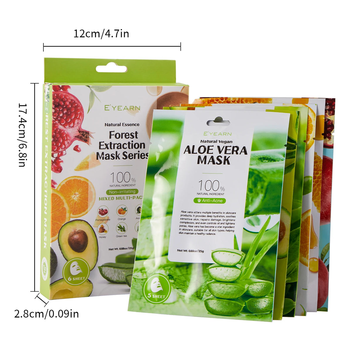 Forest Series Face Mask 6 Pcs in Box Korean Ingredient Fruit Mask Sheet in Stock Organic Natural Gentle Moisturizing Facial Mask