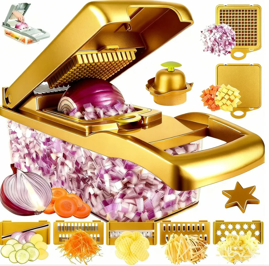 Factory Wholesale Kitchen Accessories 14 in 1 Food Cutter Veggie Onion Chopper Mandoline Slicer Multifunctional Vegetable Cutter