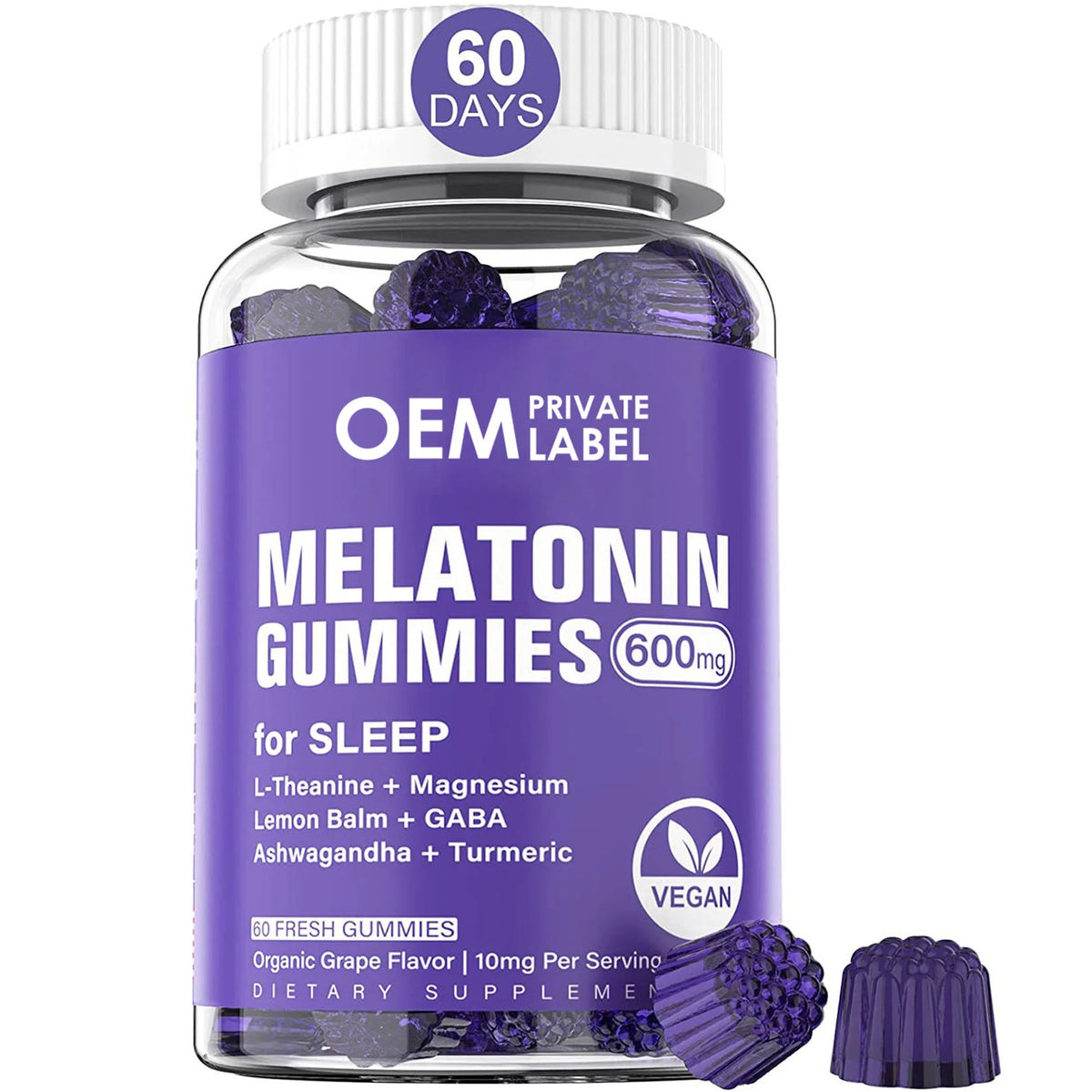 Private Label 10Mg Vegan Melatonin Gummy Candy Sleep Vitamins Gummies