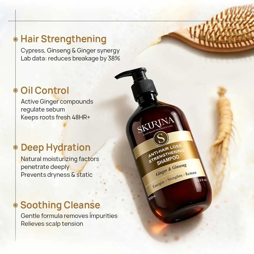 Salon Care Set Vegan Anti-Breakage Herbal Ginger Shampoo Repair Damaged Hair Conditioner Exfoliating Body Wash Private Label OEM