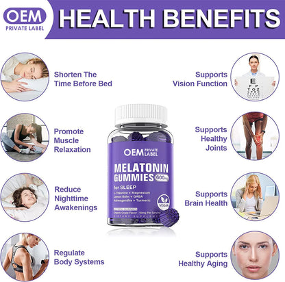 Private Label 10Mg Vegan Melatonin Gummy Candy Sleep Vitamins Gummies