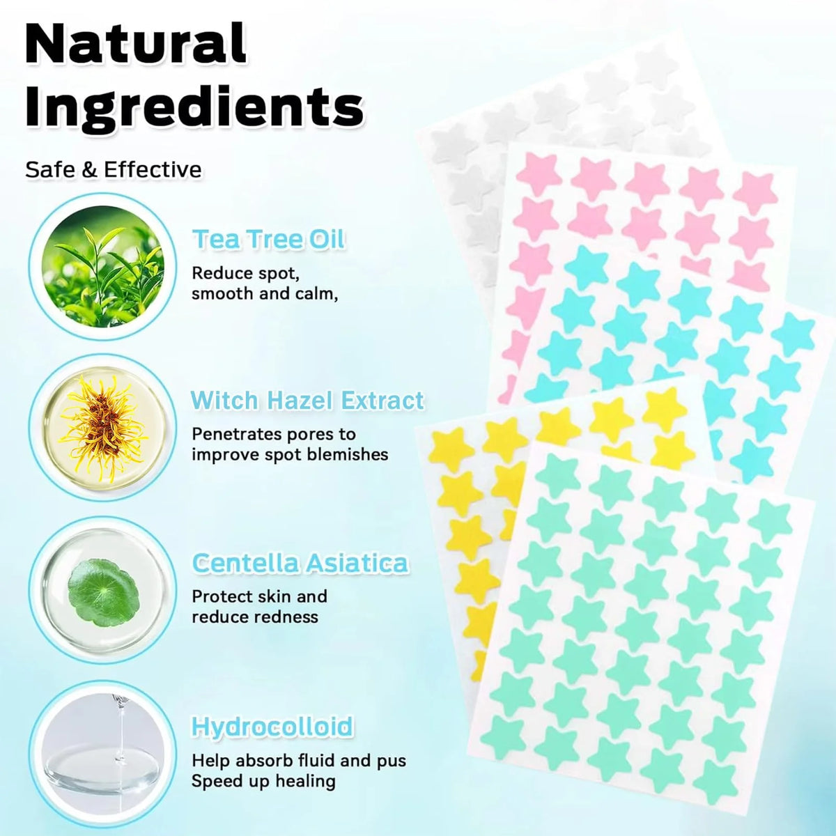 CM 200 Pcs Wholesale Star Style Pimple Patch Hydrocolloid Acne Patches for Face Infused with Tea Tree Oil Centella