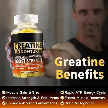 RWC Creatine Gummies - 90 Count Sugar Free Creatine Monohydrate Custom Gummy with 5000 Mg Supplement Creatine Gummies Vitamin