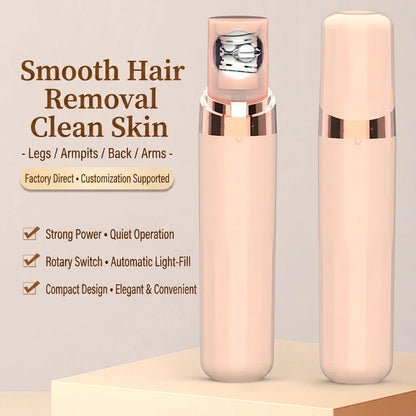 Portable Mini Electric Lady Shaver Painless Hair Remover for Women Legs Body Quiet Motor LED Light Household Use USB