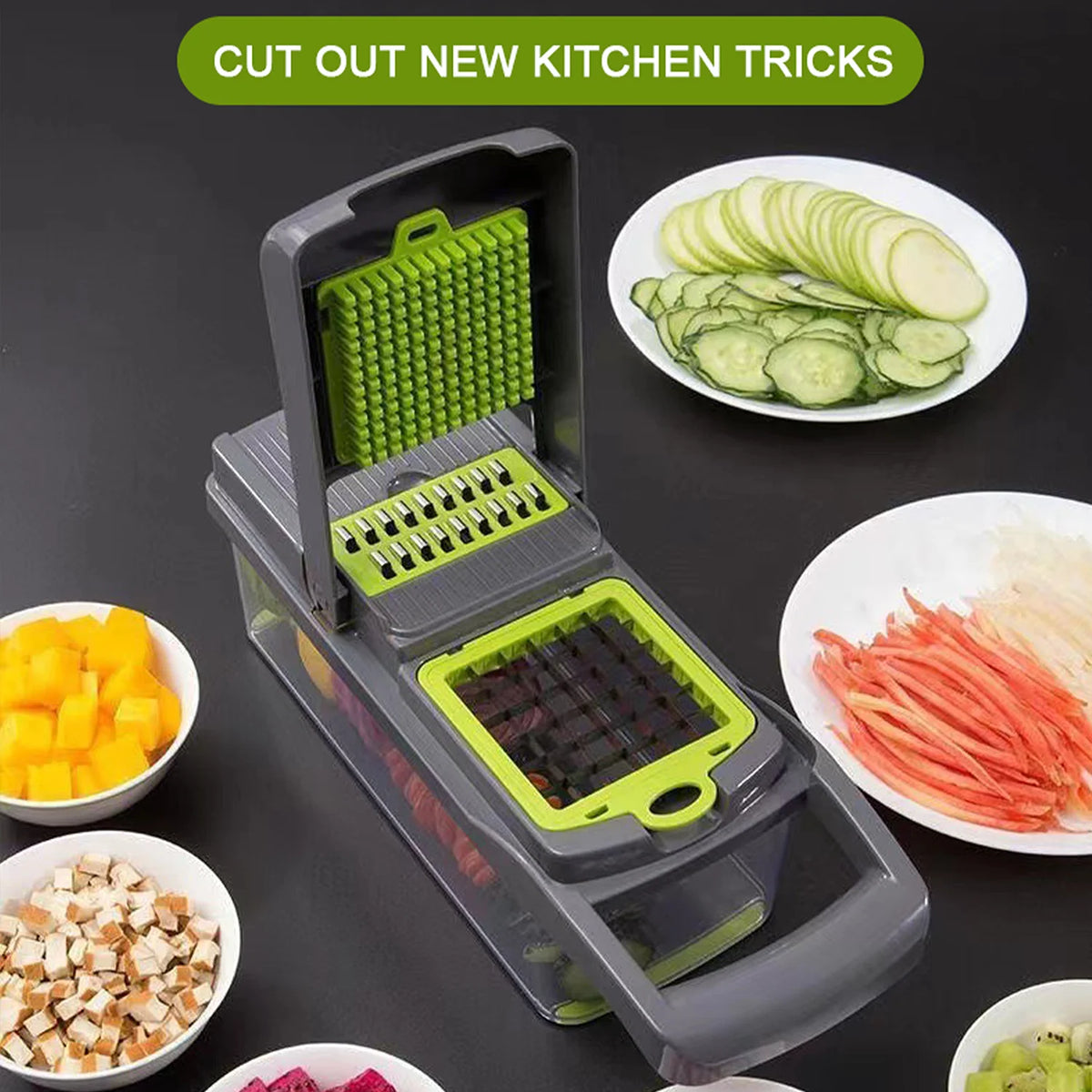 Factory Wholesale Kitchen Accessories 14 in 1 Food Cutter Veggie Onion Chopper Mandoline Slicer Multifunctional Vegetable Cutter