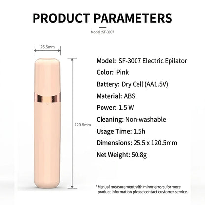 Portable Mini Electric Lady Shaver Painless Hair Remover for Women Legs Body Quiet Motor LED Light Household Use USB