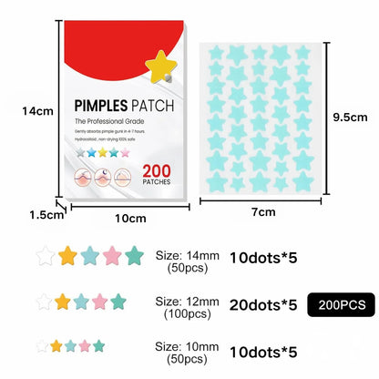 CM 200 Pcs Wholesale Star Style Pimple Patch Hydrocolloid Acne Patches for Face Infused with Tea Tree Oil Centella