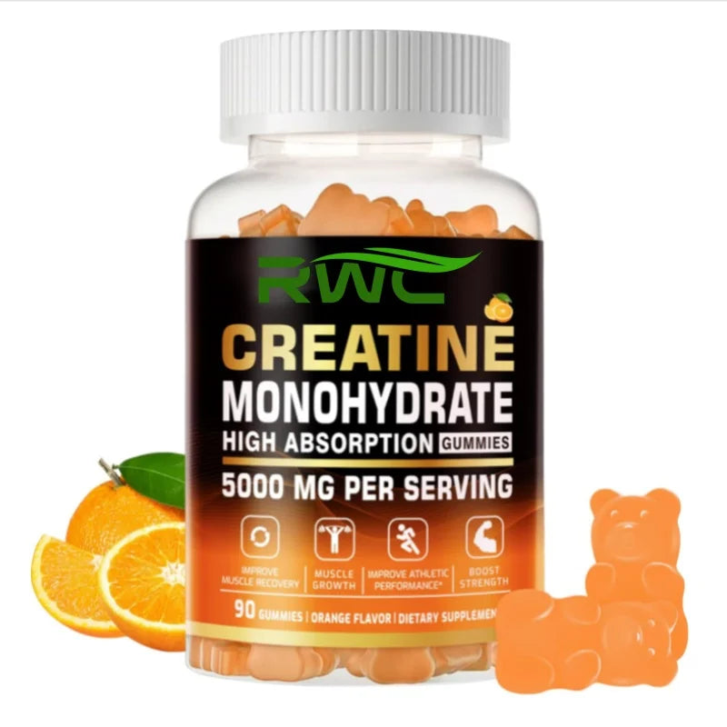 RWC Creatine Gummies - 90 Count Sugar Free Creatine Monohydrate Custom Gummy with 5000 Mg Supplement Creatine Gummies Vitamin