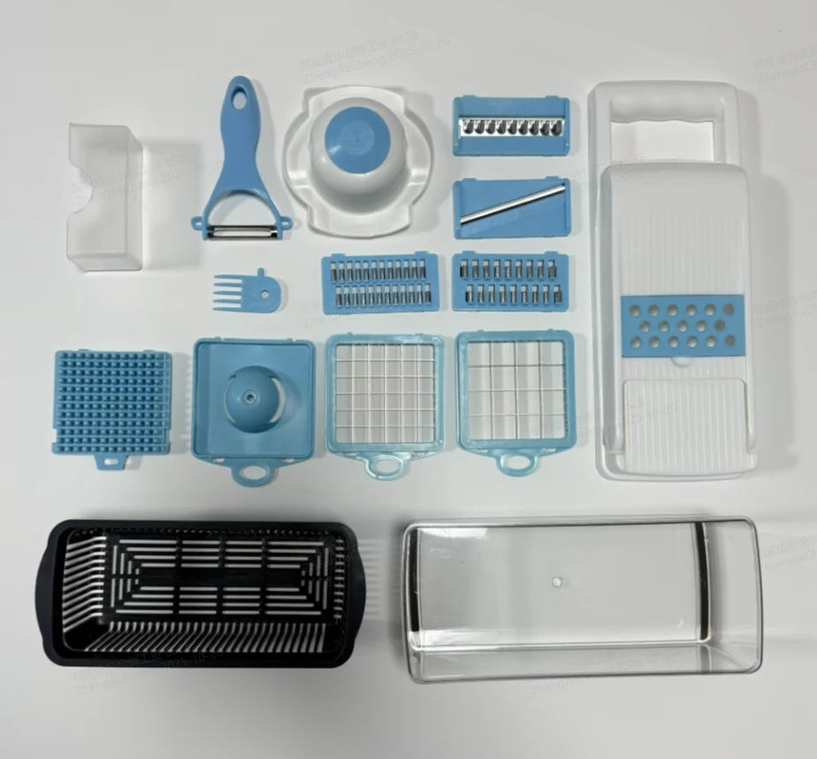 Factory Wholesale Kitchen Accessories 14 in 1 Food Cutter Veggie Onion Chopper Mandoline Slicer Multifunctional Vegetable Cutter