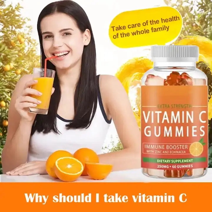 Skin Whitening Collagen Vitamin C Gummies Immune Support Booster Supplement Vitamine C Gummy Vitamins with Zinc