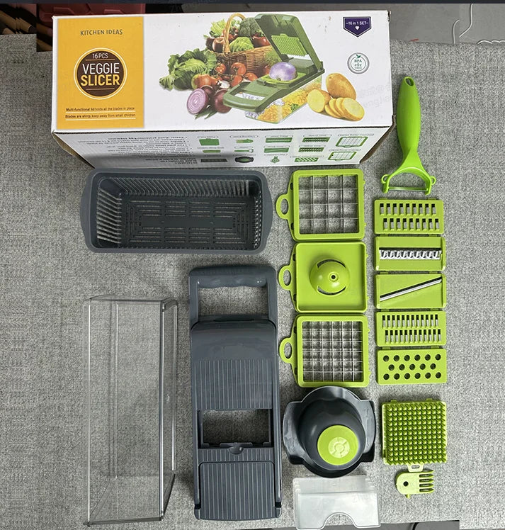 Factory Wholesale Kitchen Accessories 14 in 1 Food Cutter Veggie Onion Chopper Mandoline Slicer Multifunctional Vegetable Cutter