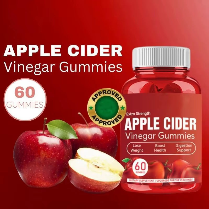 Apple Cider Vinegar Gummies 60 Pieces Adult Digestive Health Supports Healthy Digestion Weight Loss Vitamin B-9 OEM